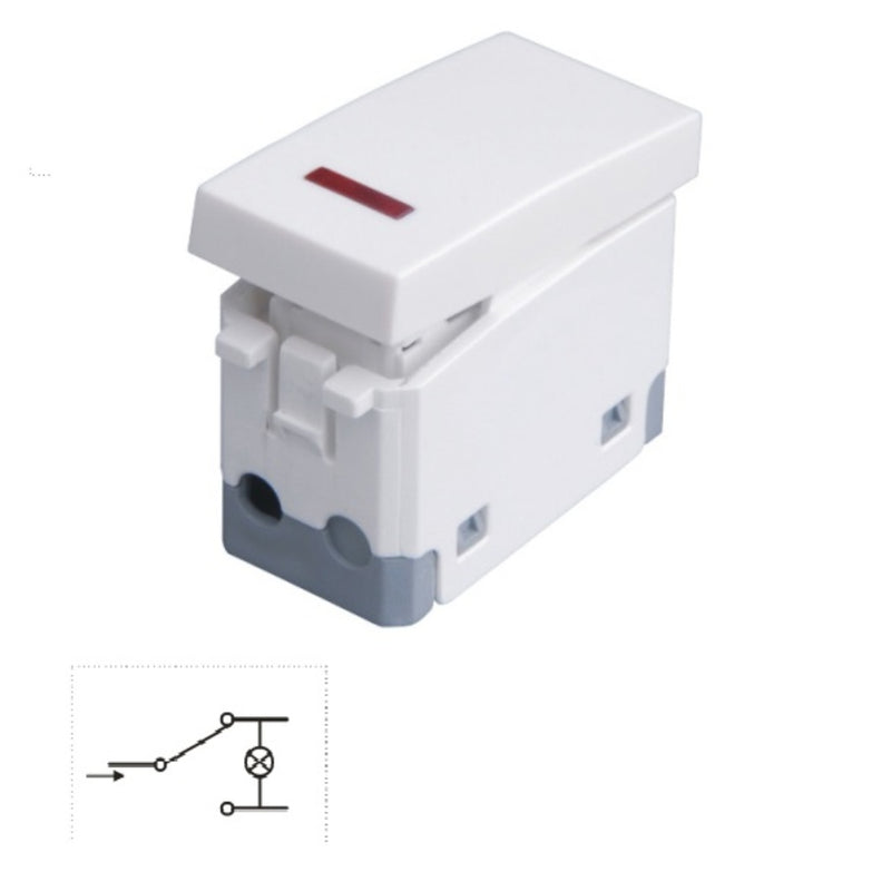 DEVIATORE UNIPOLARE 16A 125/250V CON SPIA LUMINOSA IMQ BIANCO