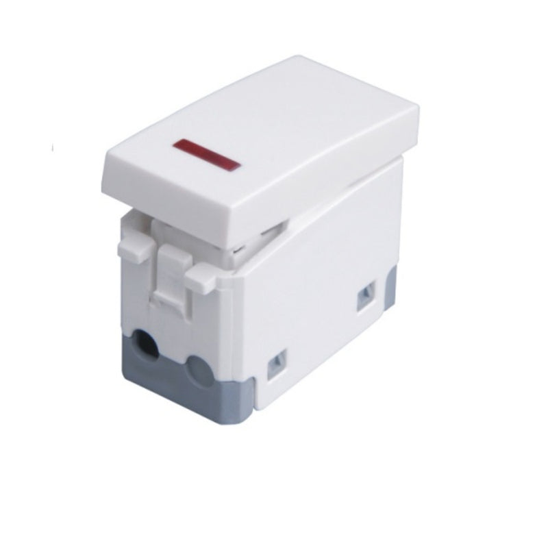 PULSANTE UNIPOLARE 10A NORMALMENTE APERTO CON SPIA LUMINOSA BIANCO