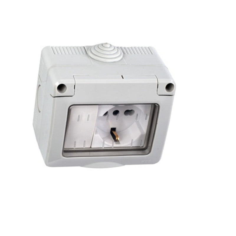 KIT CONTENITORE STAGNO C/PRESA UNIV E INTERRUTTORE16A COPERCHIO IP55 IMQ - Elettrowatt