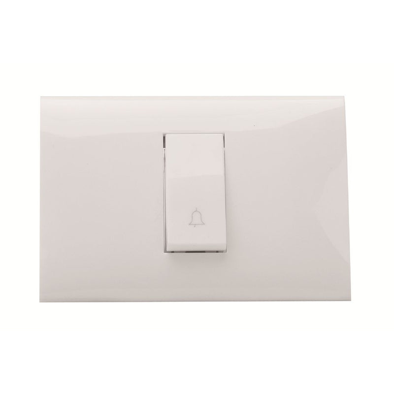 KIT 1 MODULO CON SUPPORTO + PLACCA + PULSANTE CAMPANELLO BIANCO