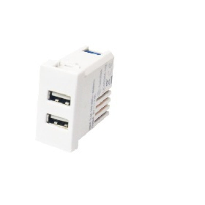 MODULO KIT 2 USB 16A 230V OUTPUT: 5V 2.1A, BIANCO