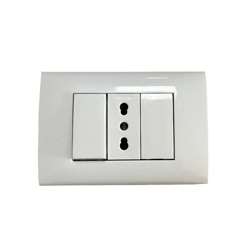 KIT 3 MODULI PRESA BIPASSO 10-16A, COPRIFORO E INTERRUTTORE UNIPOLARE - ElettroWatt.eu