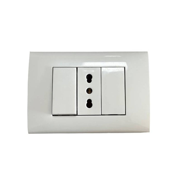 KIT 3 MODULI PRESA BIPASSO 10-16A, COPRIFORO E INTERRUTTORE UNIPOLARE - ElettroWatt.eu