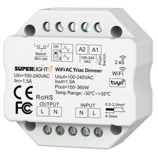 DIMMER SMART/PUSH PER STRISCIA LED 230V TAGLIO DI FASE - 220V 5A 1x1 - ElettroWatt.eu