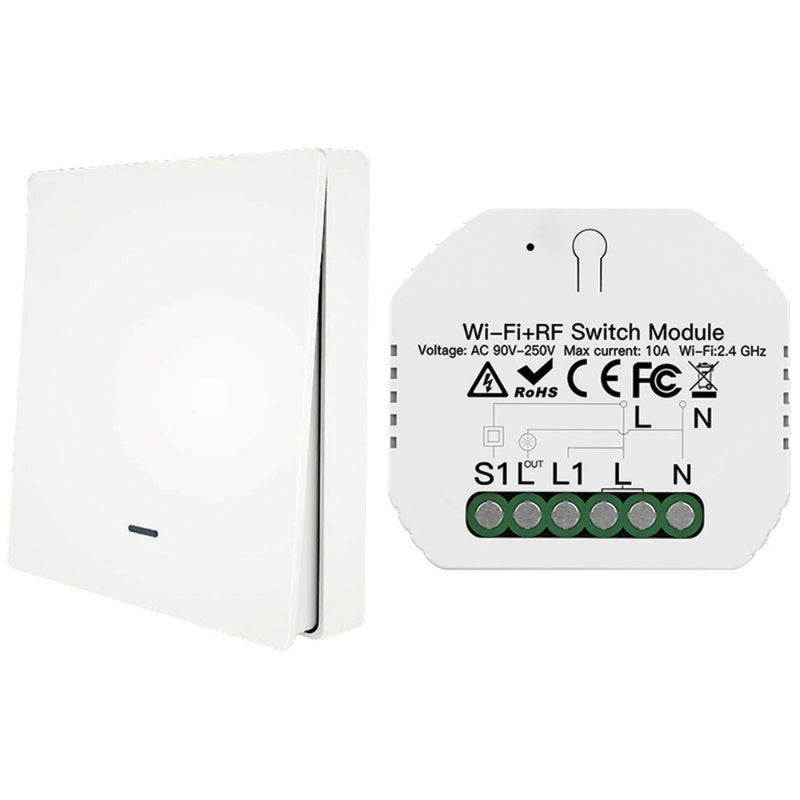 KIT RELE' ON/OFF + PULSANTE A PARETE.TUYA