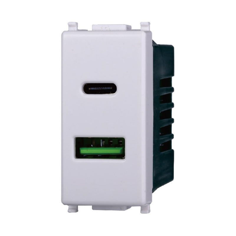 PRESA USB 2 IN 1 USB+TYPE-C 3.1AMH COMPATIBILE VIMAR PLANA