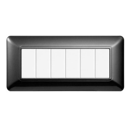 PLACCA PLASTICA 6P ACCIAIO SCURO - ElettroWatt.eu