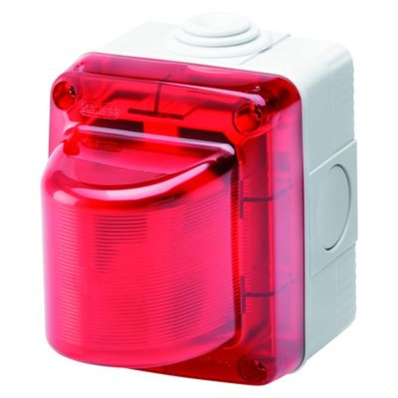 Spia di Segnalazione - 15W - 230V - Diffusore Rosso - IP55 - Grigio