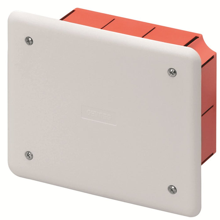 CASSETTA DI DERIVAZIONE DA INCASSO PER PARETI IN MURATURA 118X96X70 - COPERCHIO BIANCO - ElettroWatt.eu