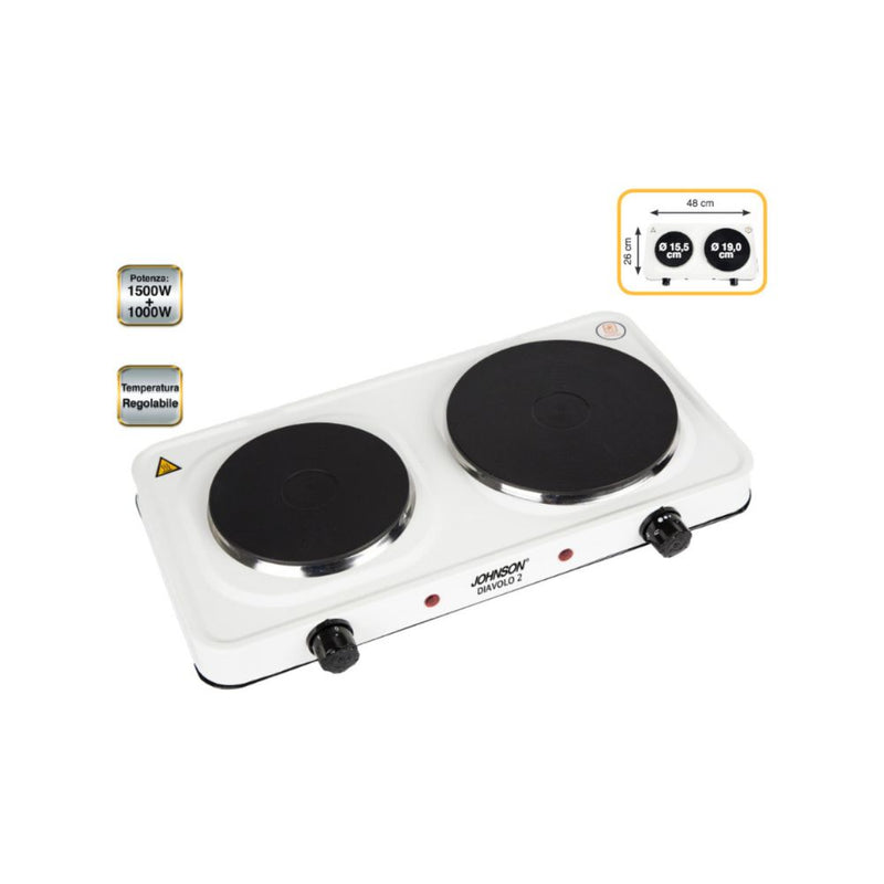Diavolo2 - Potenza 2500W - Dimensioni piastre : d.190mm - d.155mm - Indicatori luminosi - Regolatori di temperatura