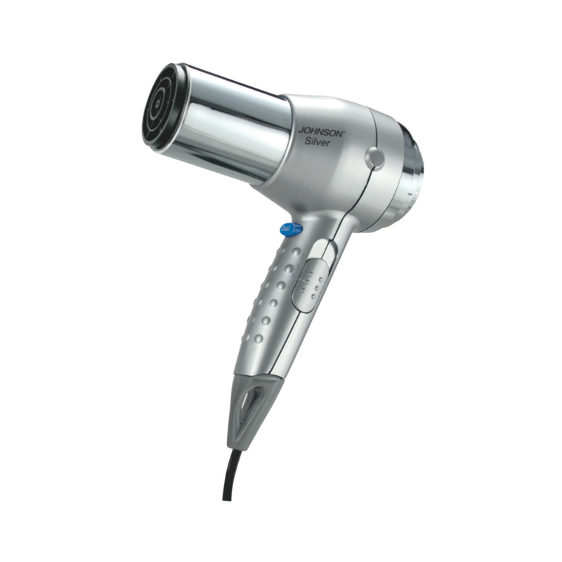 Asciugacapelli SILVER 

Potenza 1600 W – Colpo d'aria fredda 2 Velocità – 2 Temperature – Filtro posteriore in filo metallico intrecciato Inox, removibile – Griglia in tormalina – Deflettore - Elettrowatt