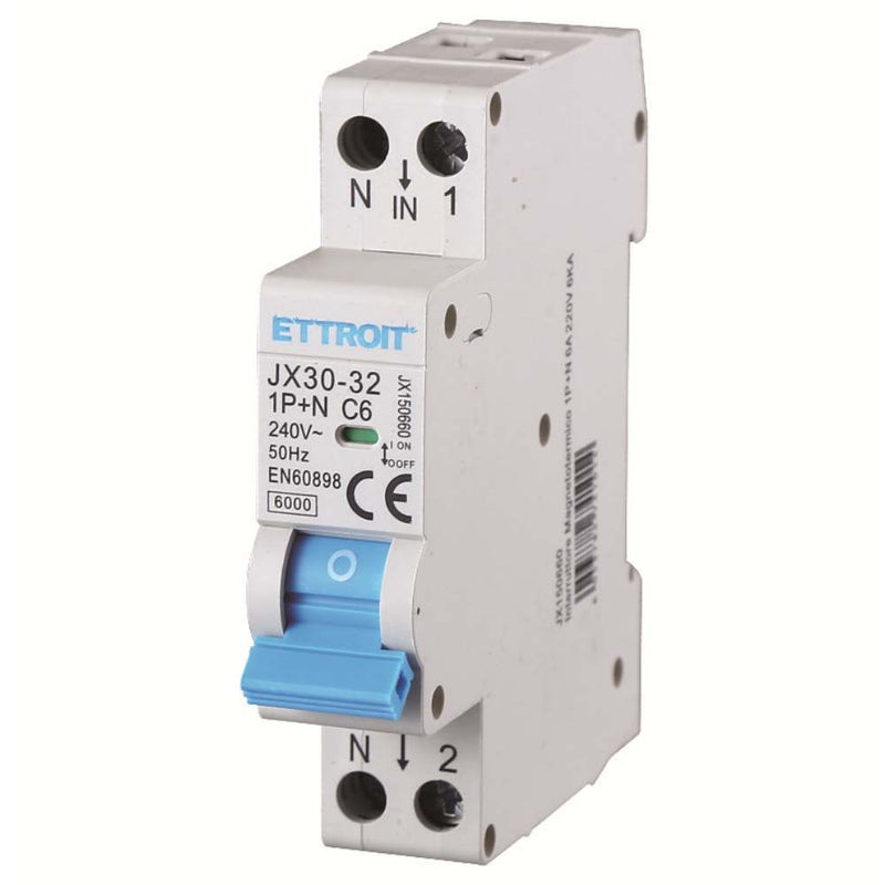 Interruttore Magnetotermico 1P+N 6A 220V 6KA | JX150660