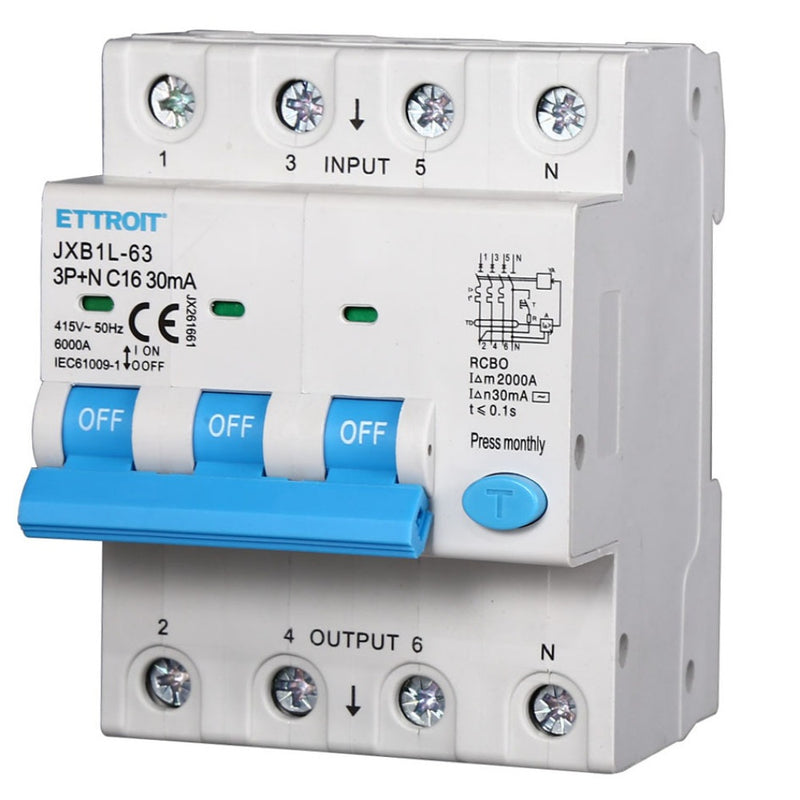 MAGNETOTERMICO DIFFERENZIALE 3P+ N 16A 30mA 380V 6KA