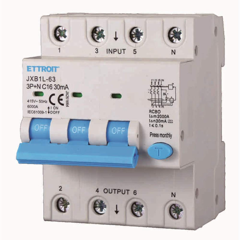 MAGNETOTERMICO DIFFERENZIALE 3P+ N 16A 30mA 380V 6KA CLASSE A