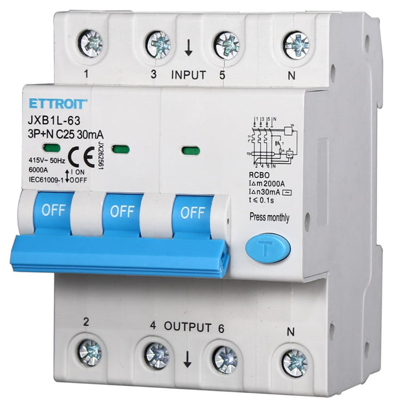 MAGNETOTERMICO DIFFERENZIALE 3P+ N 25A 30mA 380V 6KA