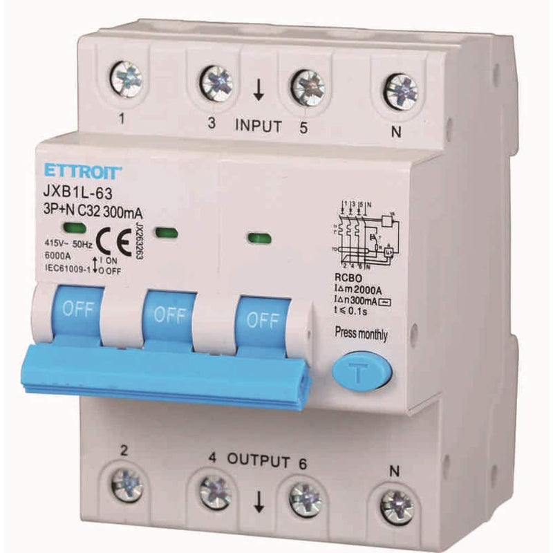 Magnetotermico Differenziale 3P+N 32A 300mA 380V-6KA