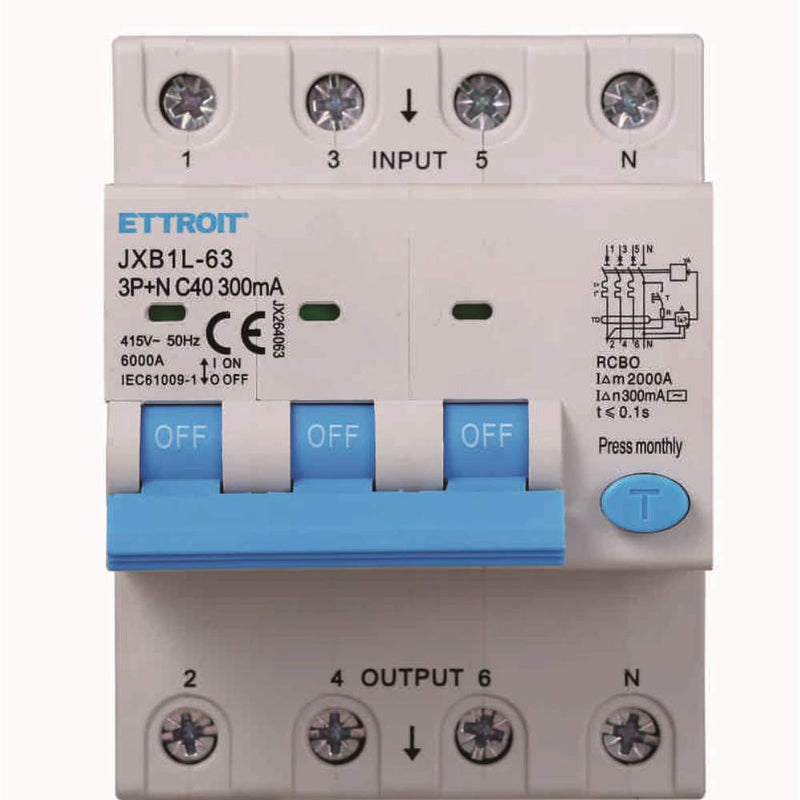 Magnetotermico Differenziale 3P+N 40A 300mA 380V-6KA | JX264063