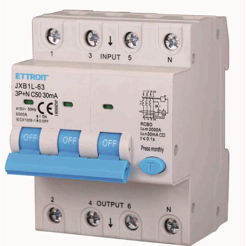 Ettroit Magnetotermico Differenziale 3P+N 50A 30mA 380V-6KA