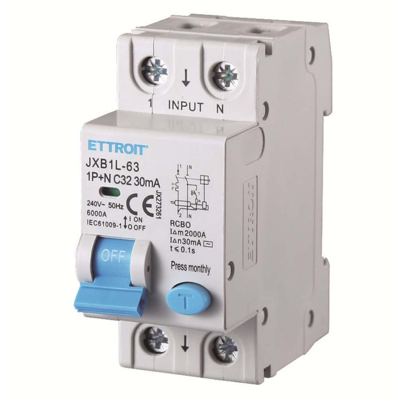 MAGNETOTERMICO DIFFERENZIALE 1P+N 32A 30mA 6KA - Elettrowatt