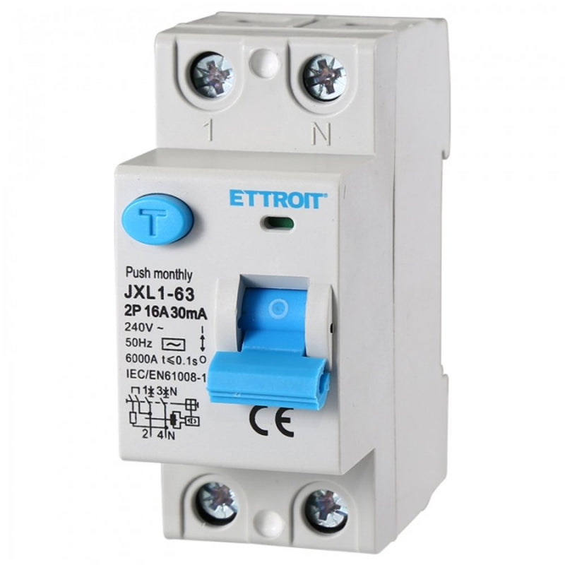 INTERRUTTORE DIFFERENZIALE PURO 2P 16A 30ma 220V-6KA