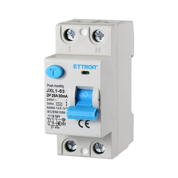 Interruttore Differenziale Puro 2P 25A 30mA 220V-6KA | JX322561 - ElettroWatt.eu