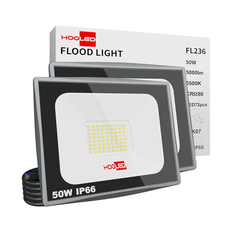 Proiettore LED 50W - Luce Naturale 4000K - 4500lm - Nero con cornice grigia - IP65