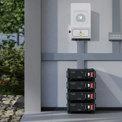Batteria di Accumulo Rack 5.12kWh LFP 51.2V 100Ah 100A BMS CEI 0-21 Nera