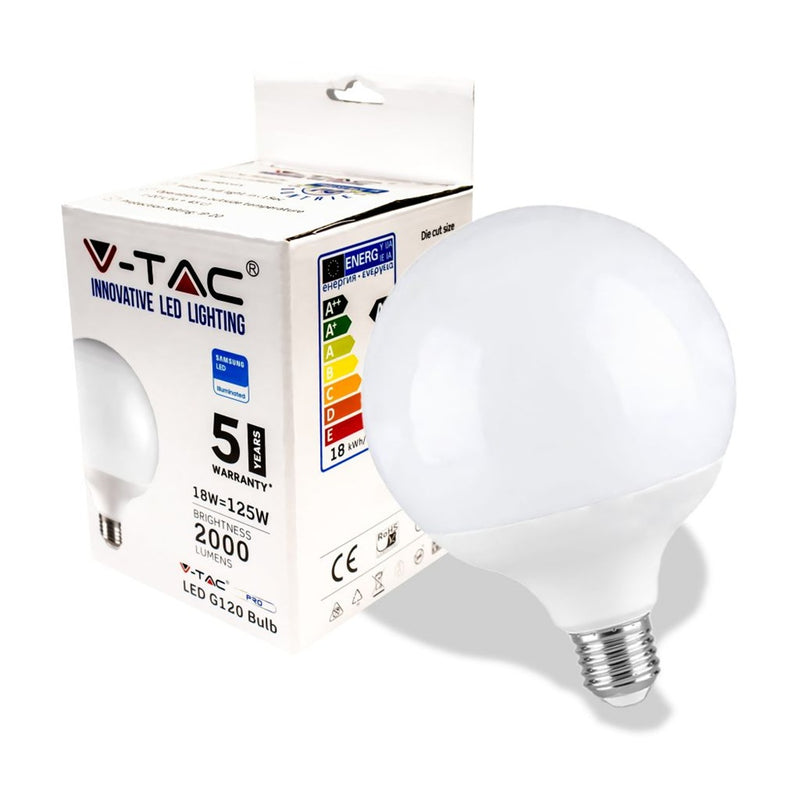 LED Bulb - Samsung Chip 18W E27 G120 Plastic 3000K A++ 111 lm/w (pz 1)
