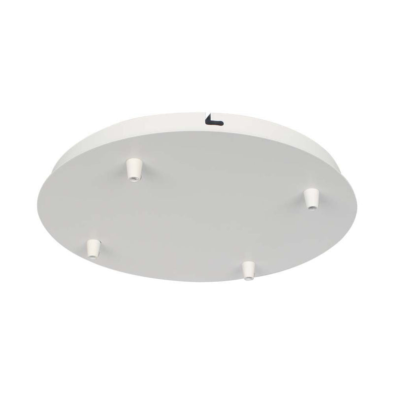V-TAC Rosone per Lampadario in Acciaio d:300*h:25mm con 4 Fori Colore Bianco Opaco