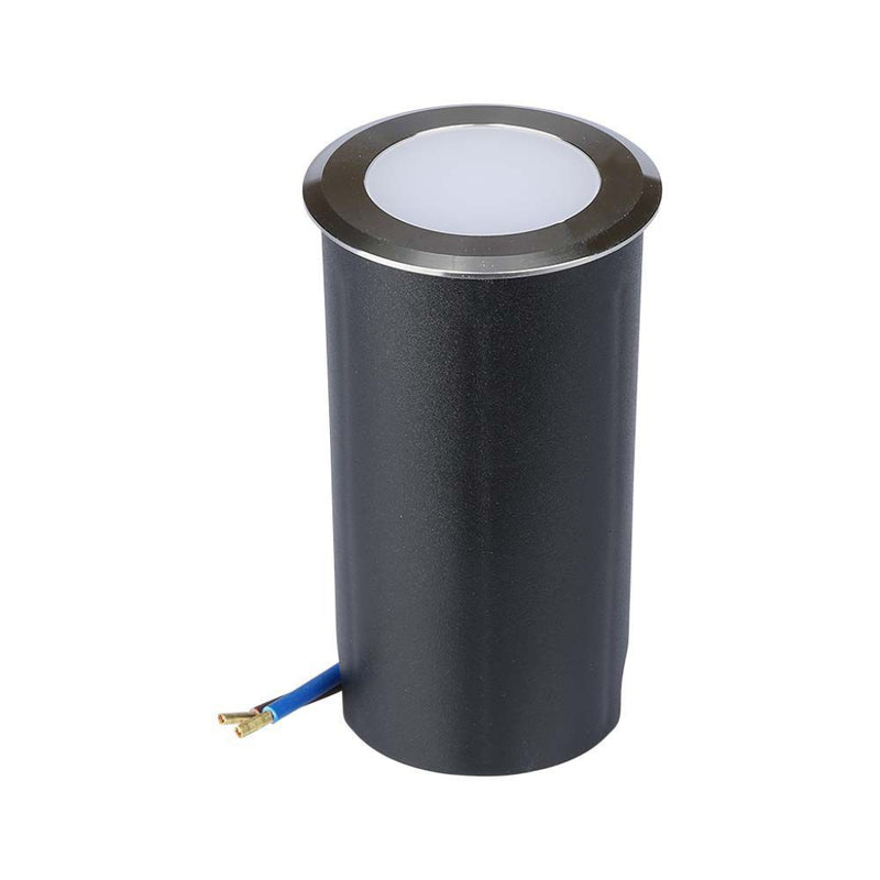 V-TAC Faretto LED Segnapasso a Cilindro da Interramento 1W Colore Argento 12V 6400K IP67 Driver non Incluso