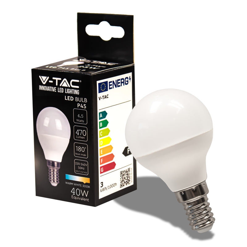 V-TAC Lampadina LED E14 4,5W P45 3000K
