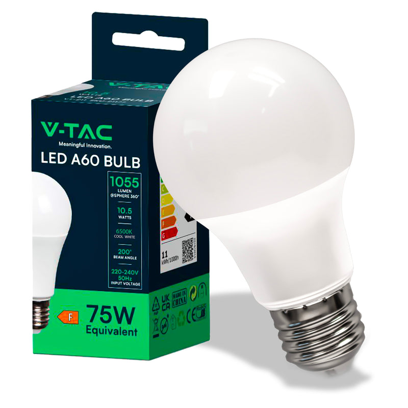 V-TAC Lampadina LED E27 10.5W 100LM/W A60 4000K