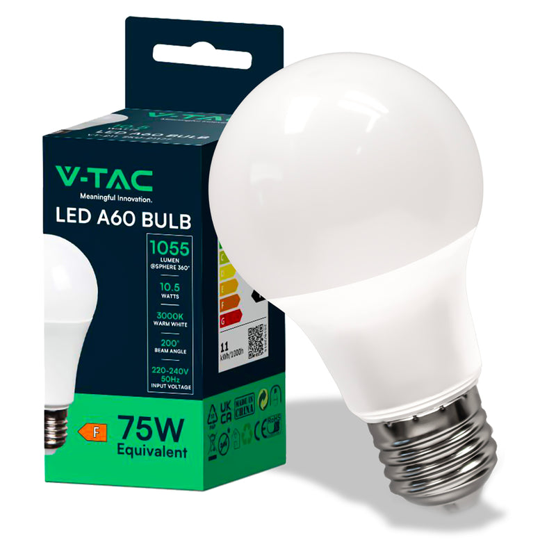 V-TAC Lampadina LED E27 10.5W 100LM/W A60 3000K
