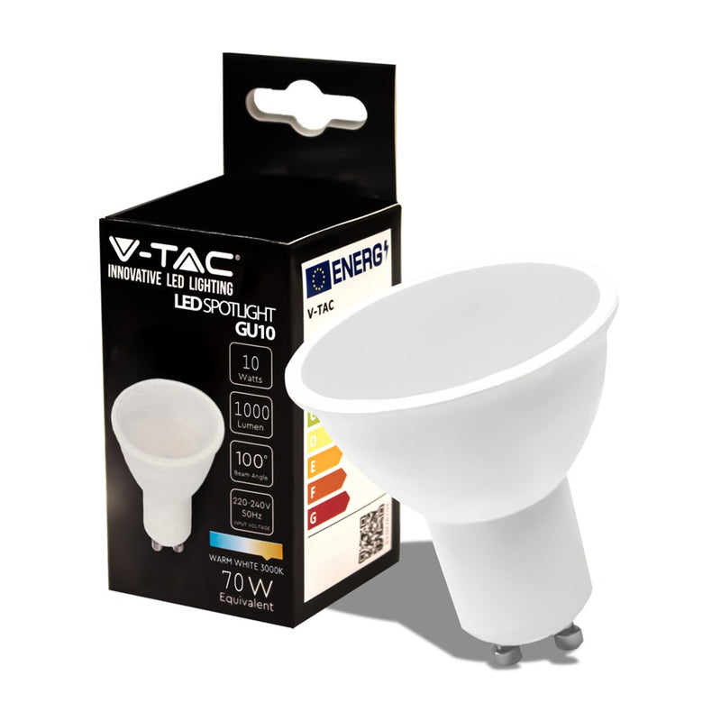 Faretto LED Chip Samsung GU10 10W 110° Copertura Satinata 3000K