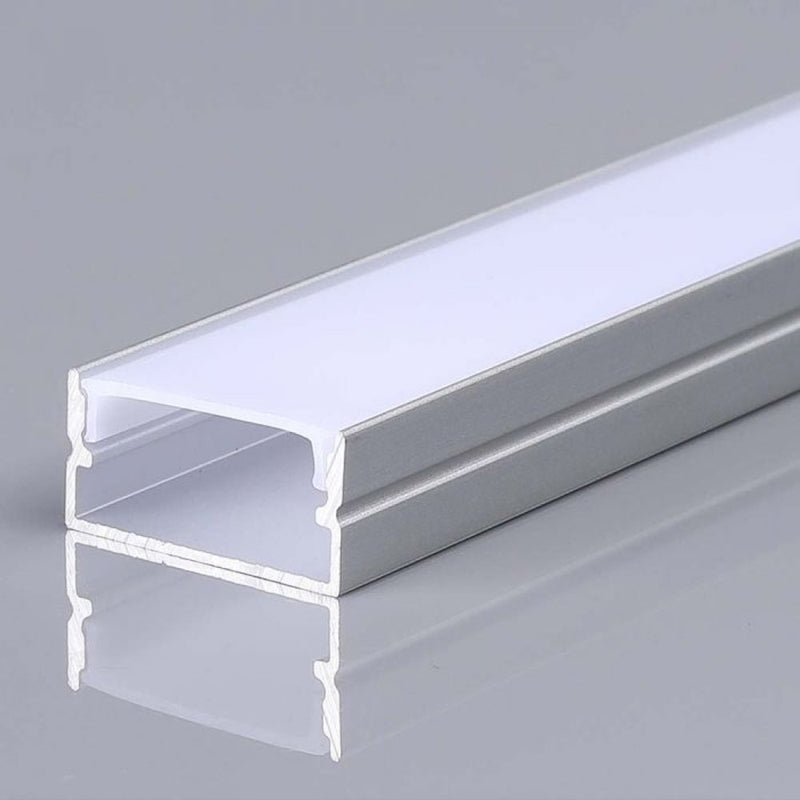 V-TAC Profilo Lineare per Strip LED fino a 18.5mm, Alluminio Silver con Copertura Opaca 2000x20x10mm