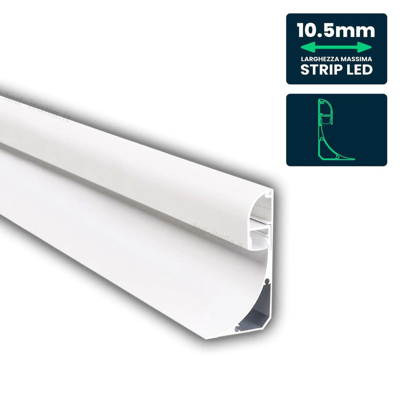 V-TAC Profilo Angolare per Strip LED fino a 10.5mm, Luce Indiretta, Alluminio Silver con Copertura Opaca 2000x60x36.5mm