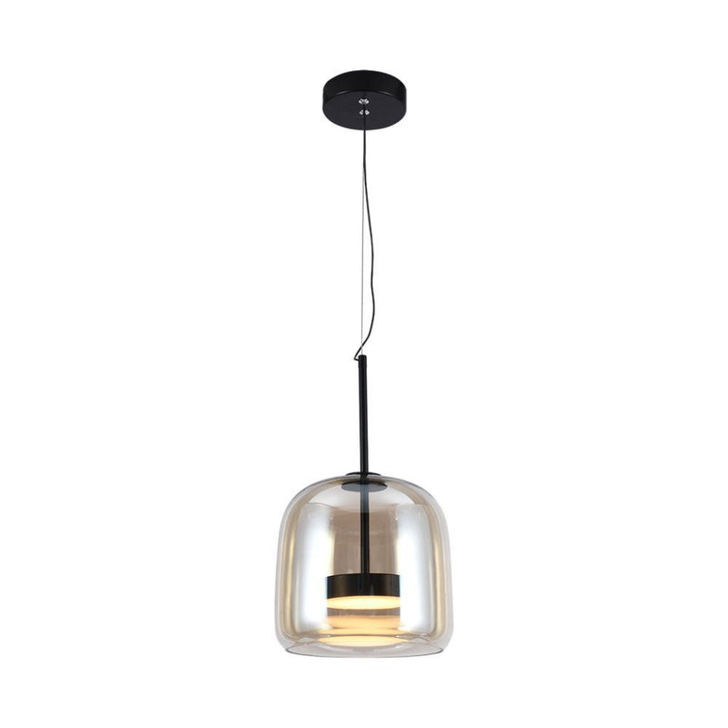 V-TAC Lampada LED a Sospensione 6W in Metallo e Vetro, Colore Nero con Finiture Ambrate, H1440x230mm, 3000K IP20