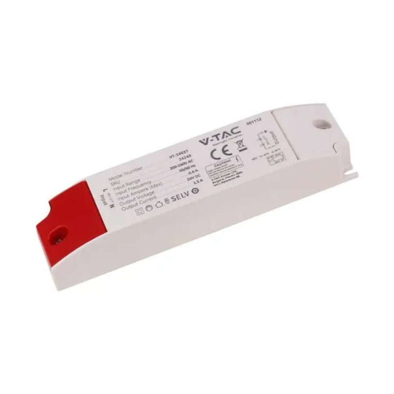 Alimentatore in Plastica 36W 24V 1.5A con 1 Uscita Bianco 160x41x30mm IP44