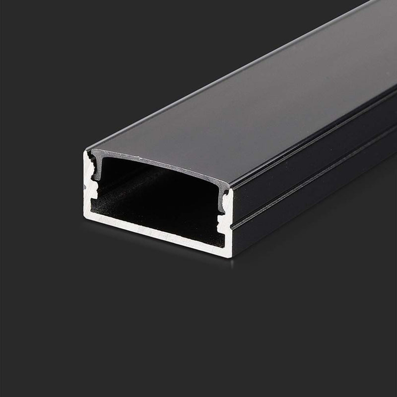 V-TAC Profilo Lineare per Strip LED fino a 21.5mm, Alluminio Nero con Copertura Nera Opaca 2000x23.5x9.8mm