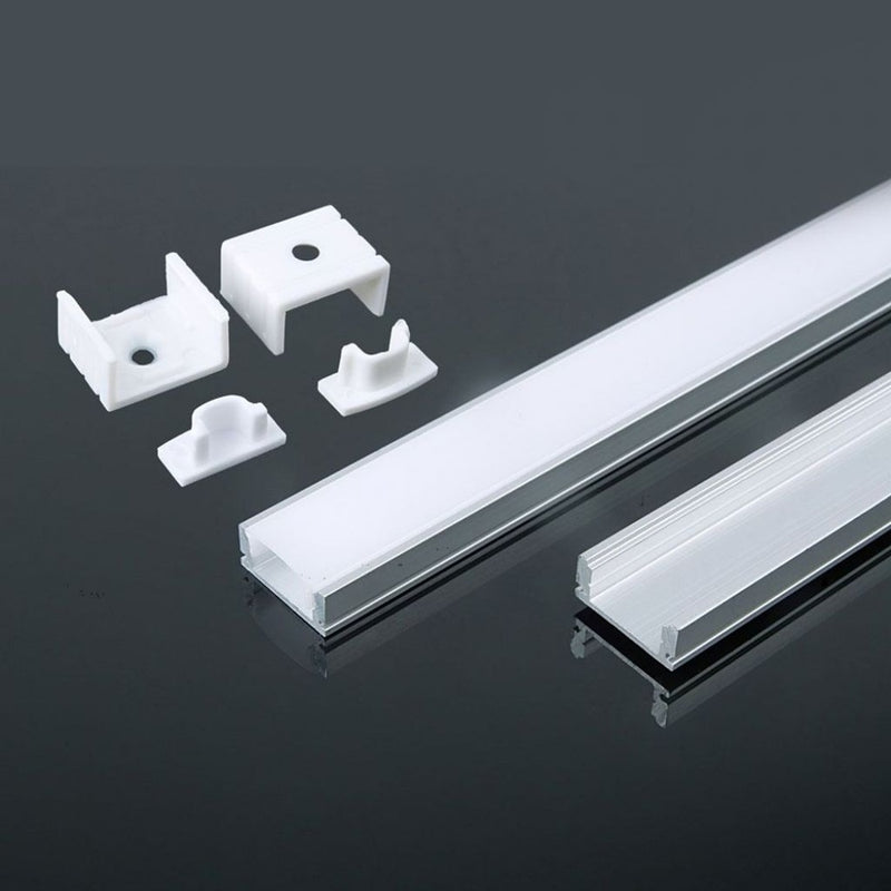 V-TAC Profilo Lineare per Strip LED fino a 12.4mm, Alluminio Bianco con Copertura Opaca 2000x17.4x7mm