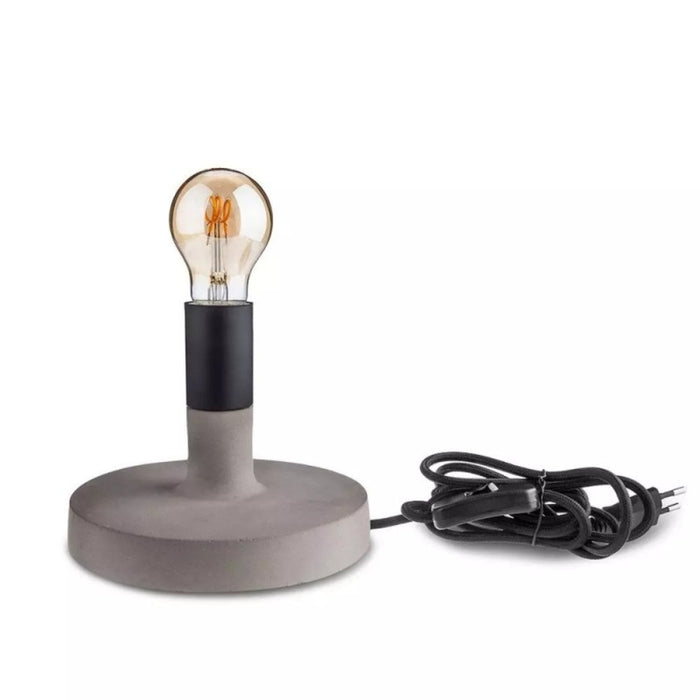 Lampada LED da Tavolo Rotonda con Portalampada E27 (Max 60W) Base in Calcestruzzo - ElettroWatt.eu