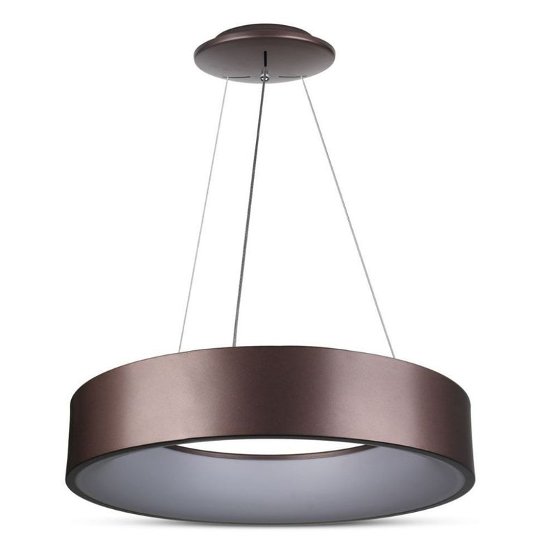 V-TAC Lampadario LED a Sospensione Circolare 30W in Metallo Colore Caffè d: 60cm h: 120cm 3000K