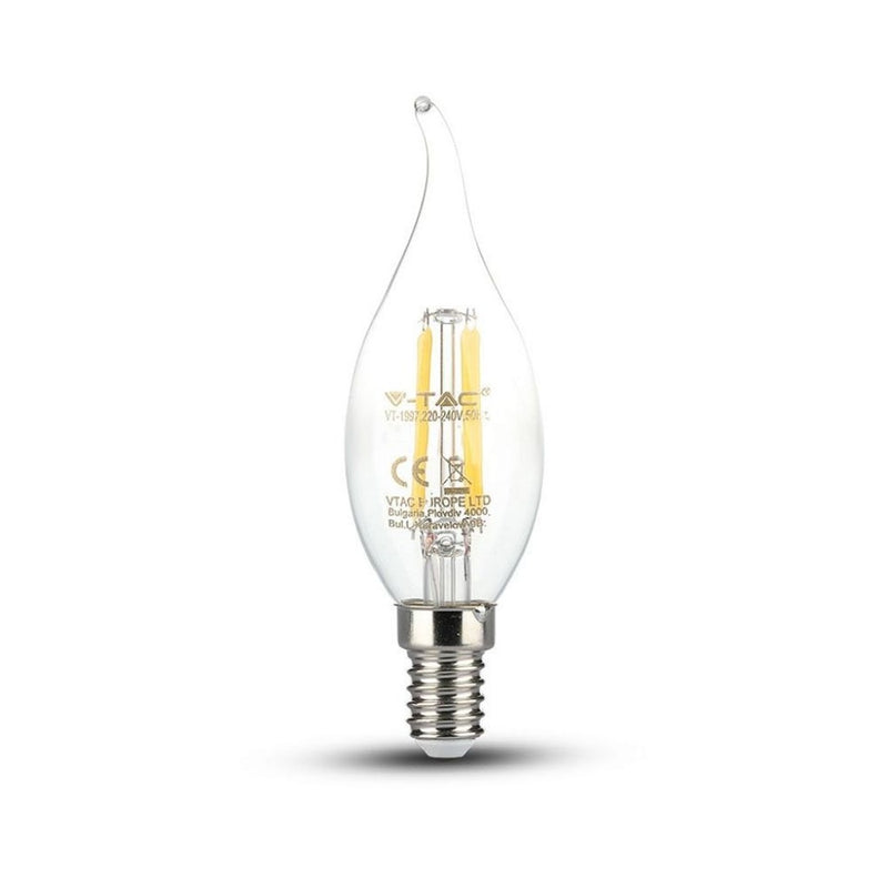 Lampadina LED E14 4W Candela a Fiamma Filamento 4000K