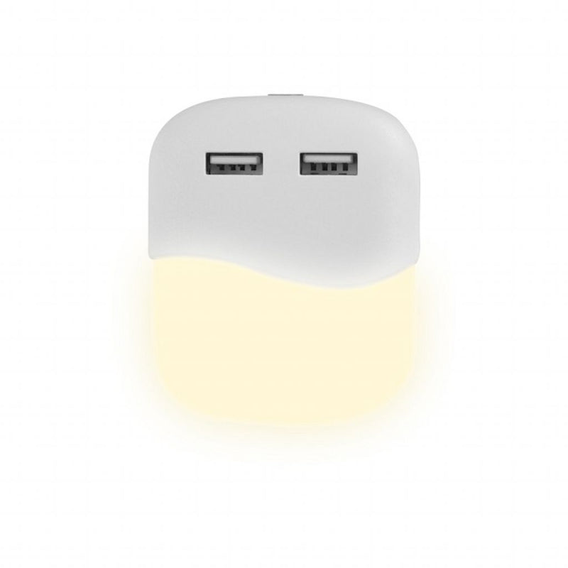 V-TAC PRO Faretto LED Chip Samsung Segnapasso Notturno Quadratro 0,45W Sensore Crepuscolare e USB Colore Bianco 60*60*54,5 mm 4000K IP20