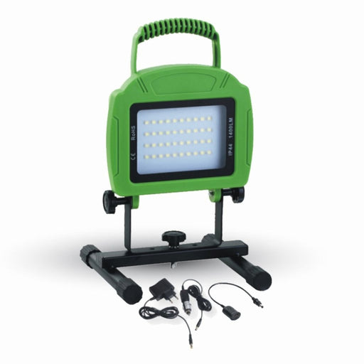 Faro LED SMD 20W Ricaricabile a Batteria Colore Verde 6000K IP65 - Elettrowatt