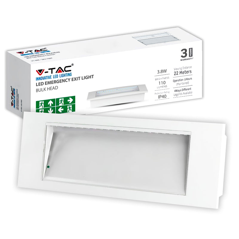 V-TAC PRO Lampada LED Chip Samsung di Emergenza 3,8W 20LED Montaggio a Incasso/Plafone e Modalità SA/SE 12h di Ricarica 6000K IP20