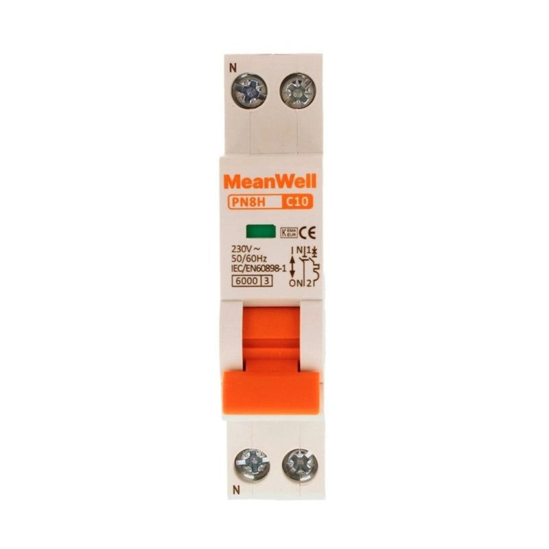 Magnetotermico per Quadri Elettrici con Guida DIN, Curva C, 1 Polo+Neutro 1 Modulo 6kA C10A AC 230V IP20 Certificato IEC60898