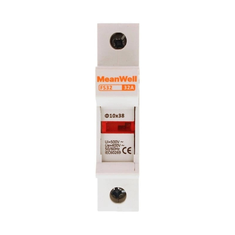 Portafusibile Modulare AC per Quadri Elettrici con Guida DIN, 1 Polo 1 Modulo D10X38mm 32A AC 500V IP20 Certificato IEC60269