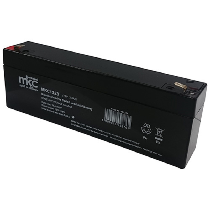 Batteria al piombo ricaricabile 12V 2.3Ah terminale faston 4.8mm MKC