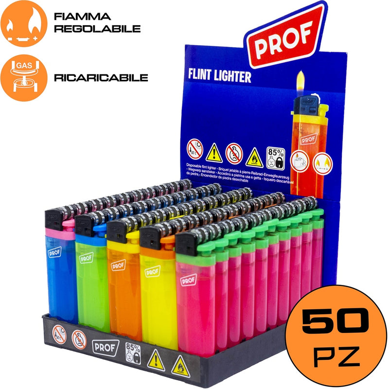 ACCENDINO FLUO TRASPARENTE - CONFEZIONE 50 PZ - PREZZO A CONFEZIONE - Elettrowatt